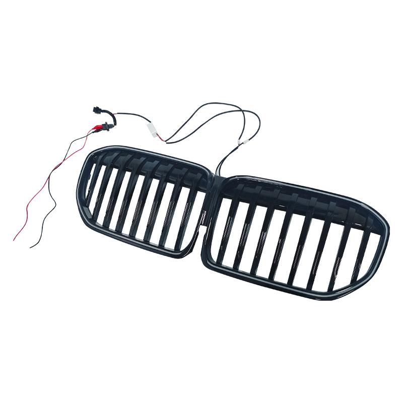 适用19-22款款7系G12改装带灯LED款亮黑单线中网替换款 - 图3