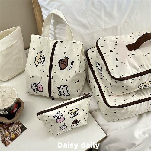 可爱卡通旅行收纳包四件套出差行李箱衣服整理袋便携分装包防水 - 图1