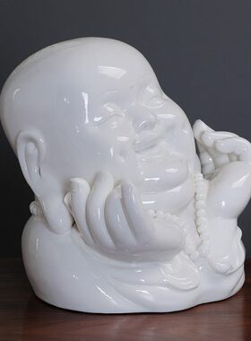 陶瓷弥勒佛头 哈哈笑佛 笑脸弥勒家居玄关工艺品摆件