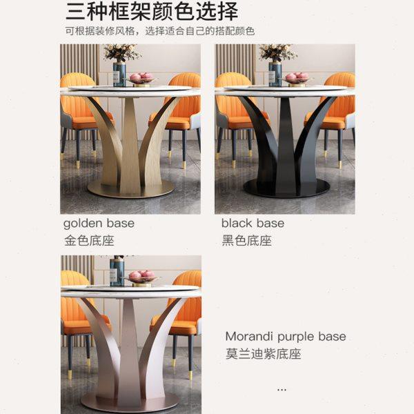轻奢风亮光岩板餐桌椅组合现代简约家用小户型客厅圆形饭桌带转盘,淘宝优惠券,粉丝福利购,淘宝优惠卷