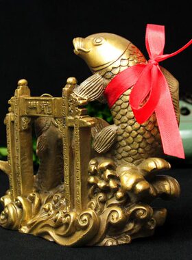 泰山福缘阁鲤鱼跃龙门铜器摆件年年有余摆件