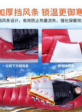 喜马拉雅羽绒睡袋户外超轻成人加厚防水野露营羽绒睡袋木乃伊便携