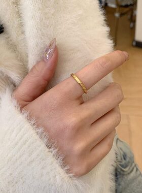 大码戒指女胖MM北欧十字锡纸风时尚个性大圈口高级感胖手食指指环