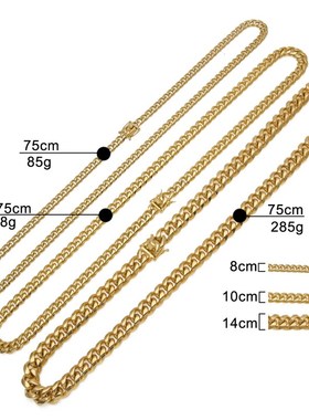 欧美男士个性嘻哈项链不锈钢不褪色电镀百搭时尚古巴链链条