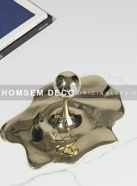 从上/现代轻奢铜水滴创意摆件 样板房间室内金属装饰茶几桌面摆放