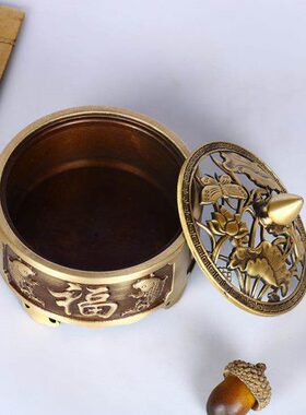 直供 仿古浮雕连年有福熏香炉 香炉 盘香炉铜摆件家居办公装饰品