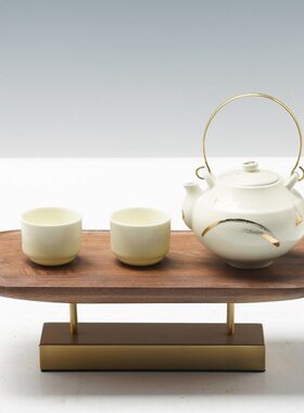 新中式创意陶瓷茶具茶壶套装提梁壶样板房间茶室会所软装配饰摆件