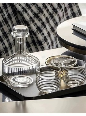 现代轻奢样板房客厅茶几售楼处洽谈酒H具托盘金属摆件组合装饰摆