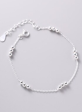 925纯银间隔圆珠链条手链女简约小巧个性甜美名媛风气质手环B6574