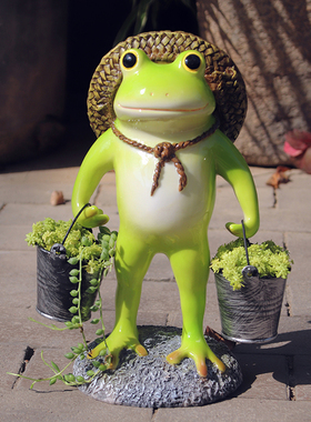 创意个性大青蛙多肉花盆摆件户外花园庭院造景R装饰动物树脂花器