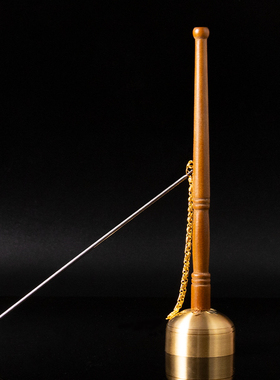 纯铜引磬打击乐器直柄引r罄家用大号木柄引庆助念敲击乐器静心用