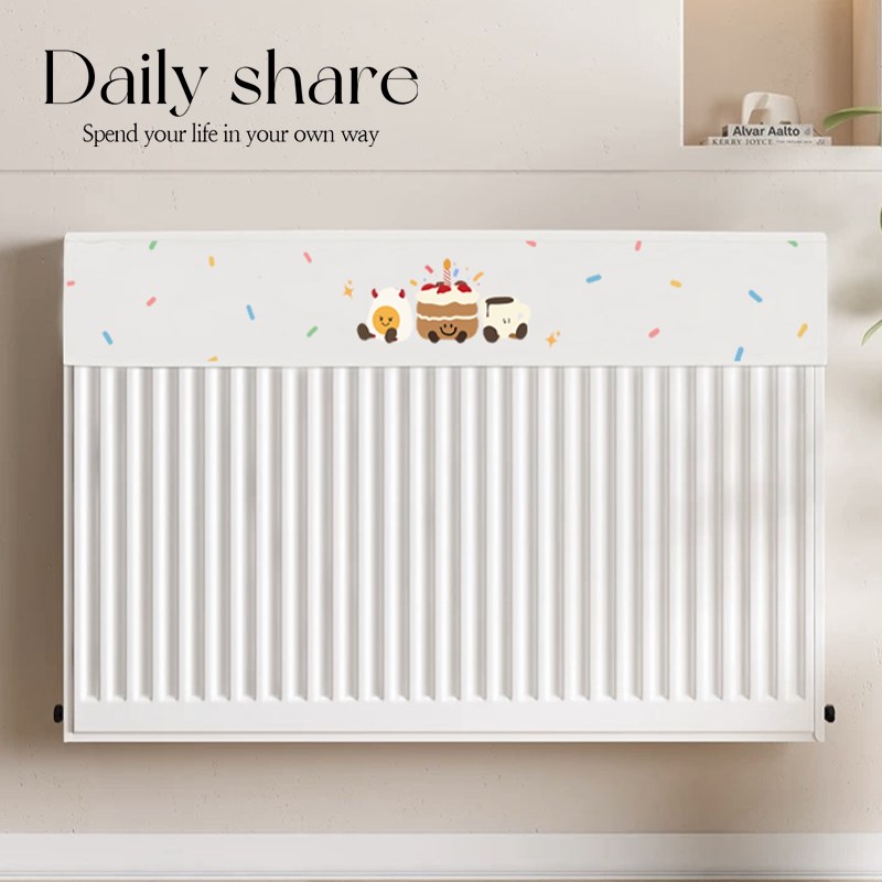 卡通家用暖气g片防尘罩老式取暖器美化遮挡布魔术贴暖气遮挡罩盖 - 图1