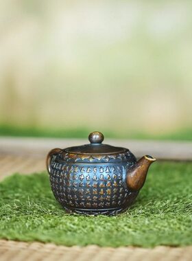 仿古铜茶壶水壶般若菠萝蜜多心经酒壶手把壶宣字底老铜壶摆件
