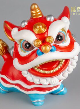 逗兽记 青砂石舞狮国潮风装饰摆件开业乔迁桌面客厅家居醒狮礼品