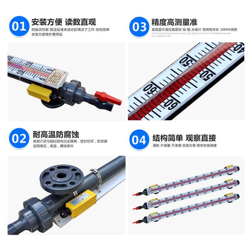 磁翻板液位计PP/PVC/PVDF耐酸碱侧装式法兰塑料4-20mA浮子水位计 - 图0