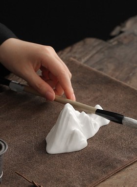 雪山小摆件创意微景观造景陶瓷客厅新中式玄关假山鱼缸Y造景装饰