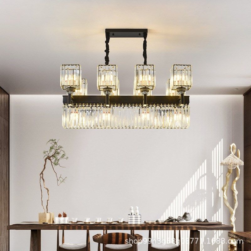 新中式水晶吊灯餐厅中国风禅意轻奢D饭厅吊灯现代简约长方形家用,淘宝优惠券,粉丝福利购,淘宝优惠卷