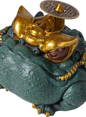 青沙石天机金蟾招财摆件创意中式家居办公K室桌面装饰开业乔迁茶