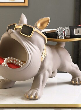 网红大嘴狗入户玄关钥匙收纳摆件托E盘轻奢高档装饰品乔迁新居礼