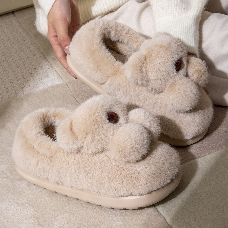 新款包跟室内家居厚底防滑可爱毛绒棉鞋小熊毛毛棉拖童鞋秋冬,淘宝优惠券,粉丝福利购,淘宝优惠卷