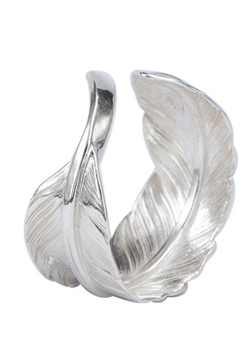 银曼 925银羽毛戒指潮人开口z男士戒指日韩创意个性高桥吾郎女指