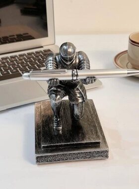 执行官骑士轻奢创意书房办公室高端摆件无磁创意笔架送男朋友礼物