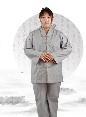 海青居士服套装女款复古盘扣中国风禅修服僧衣服立领盘扣春夏秋季