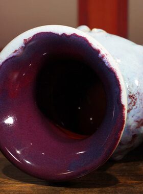 钧瓷摆件煤烧釉三羊尊陶瓷家居办公室装饰工艺品三阳开泰开业祝福