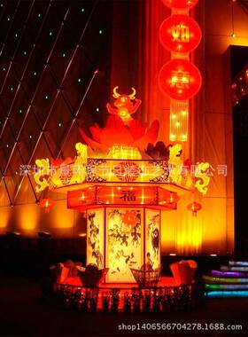 春节花灯场地气氛布置/财神花灯户外彩灯/环境设计