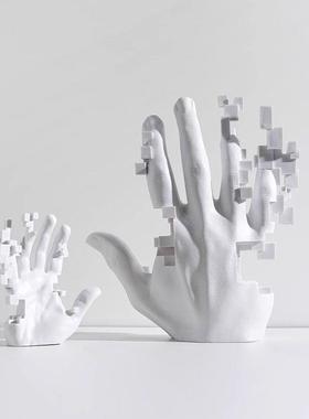 现代简约树脂白色手掌摆件样板房抽象雕塑展厅电视柜高级感装饰品