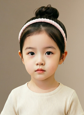 儿童高颅顶带齿防滑发箍女2026新款女童纯色褶皱布艺头箍碎发头饰