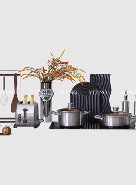 厨房装饰品样板间l锅具摆件展厅橱柜台面饰品组合现代轻奢家居软