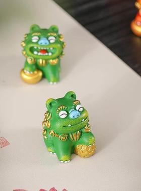 招财风狮爷国风客厅办公室石狮子桌面工位装饰招财摆件高级感小众