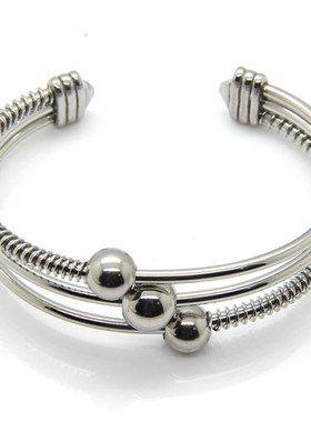 欧美外贸饰品 时尚不锈钢手镯 钛钢三颗钢珠手镯