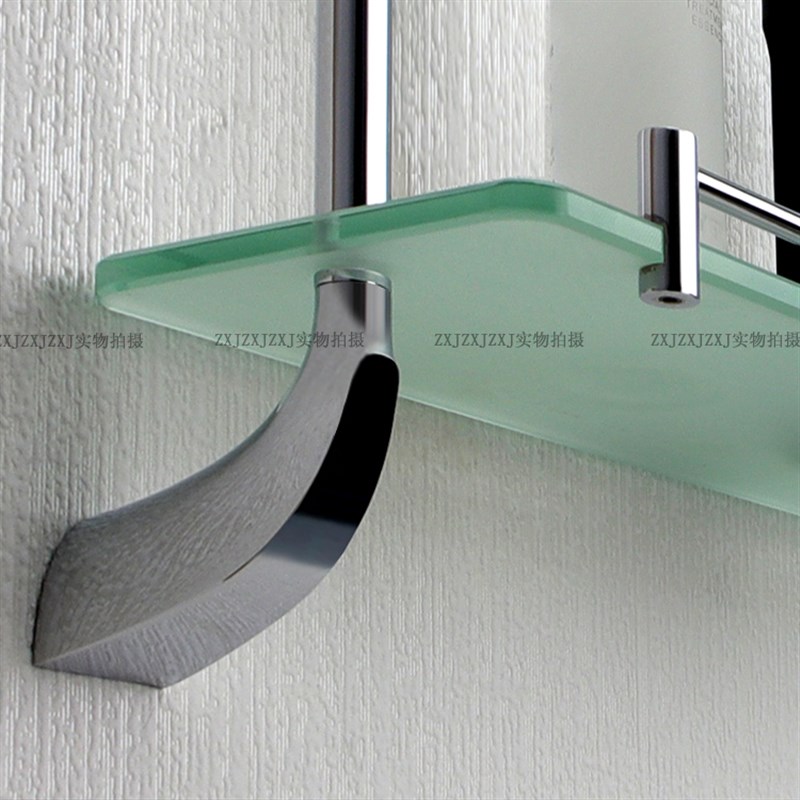 浴室全铜玻璃置物架 壁挂淋浴镜前架 304M不锈钢卫生间双层玻璃架 - 图2