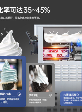 吉质冰淇淋机大型商用大容量圣代甜筒软雪糕机带预冷保鲜膨化泵