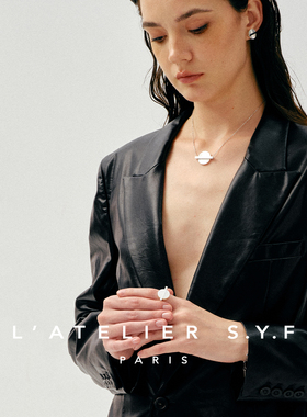 L’ATELIER S.Y.F天然白贝母轴心银戒指小众设计时尚简约大气轻奢