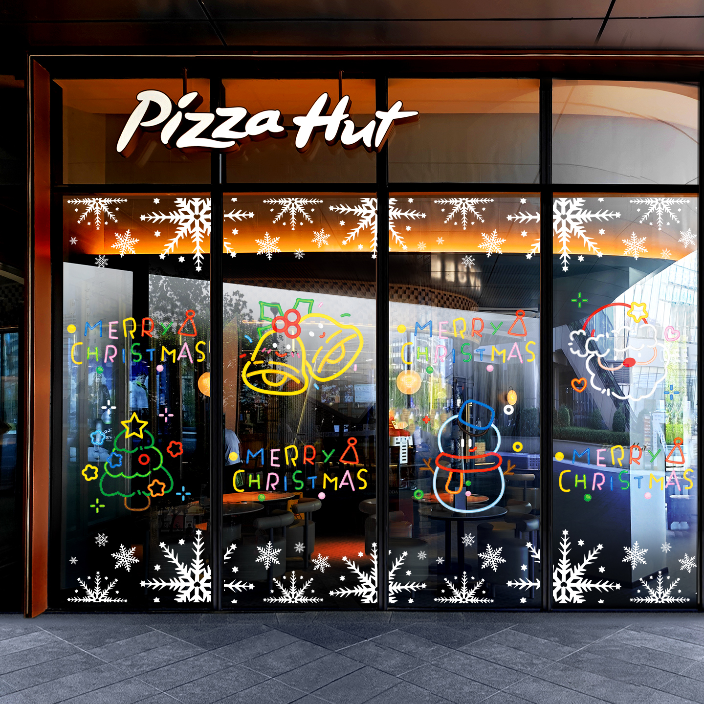 圣诞节装饰玻璃贴纸商场店铺2026新年酒店场景布置静电贴氛围窗花 - 图3