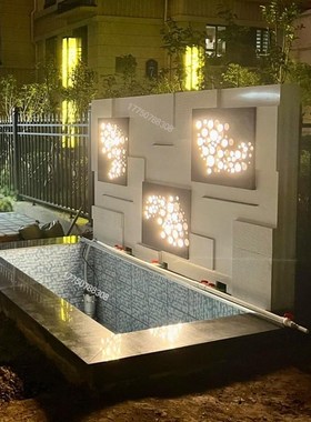 花园装饰a现代简约石材背景墙水幕流水屏风鱼池户外景观摆件庭院