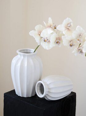 陶瓷花瓶摆件客厅插花轻奢高级感法式奶油风创意白色水培玫瑰百合