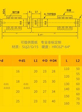 A-TRP端子模导柱高刚性卸料板16 18 20 25十字精密滚珠导柱导套