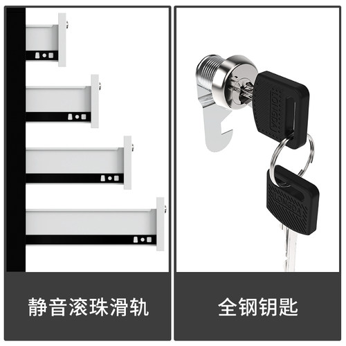 钢制彩色活动柜办公室文件柜矮柜桌下活动带锁抽屉移动储物柜包邮 - 图1