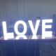 Glowing LOVE confession and proposal atmosphere light