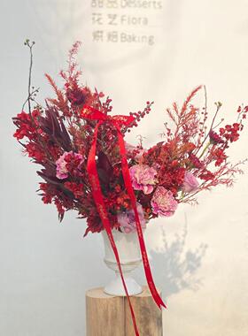 高雅古典花器花瓶花盆擦金铁艺金属白色欧式插花婚礼餐桌花瓶摆件