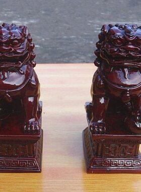 护宅石雕刻狮子双狮看门大号石狮子守门神摆件17cm石材