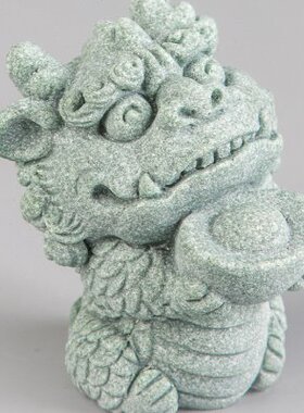 青砂石麒麟送宝茶宠中式居家桌面动物装饰摆件办公室创意国潮精品