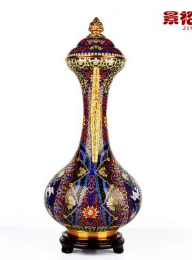 景泰蓝花瓶25寸双吉福寿尊张向东铜胎珐琅北京特色商务外事礼品