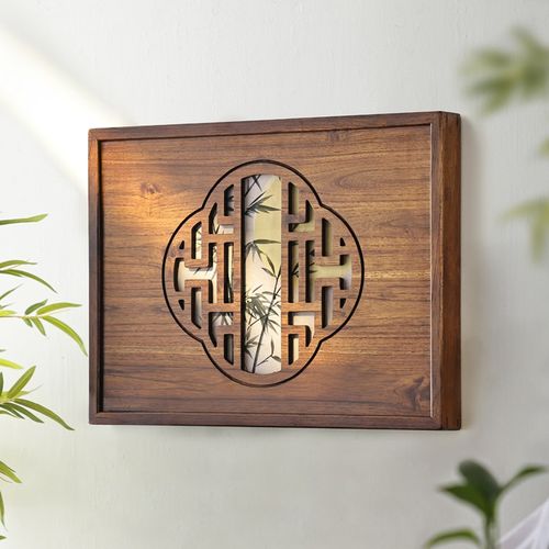 异丽新中式实木弱电箱遮挡装饰盖板电表箱画多媒体盒遮挡箱免打孔 - 图0