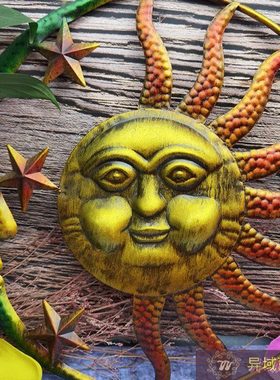 欧式创意铁艺太阳月亮星星图案挂件居家摆件室内室外墙上艺术装饰