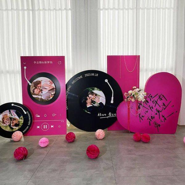 复古唱片机订婚宴背景墙kt板求婚结婚舞台留影区装饰摆件立体爱心,淘宝优惠券,粉丝福利购,淘宝优惠卷